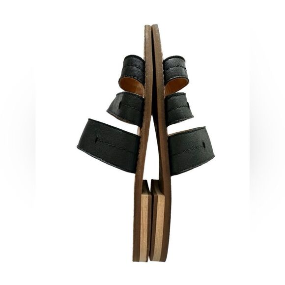 Frye & Co. Evie 3 Band Slide Leather Sandals Black Size 6.5 - Picture 10 of 10